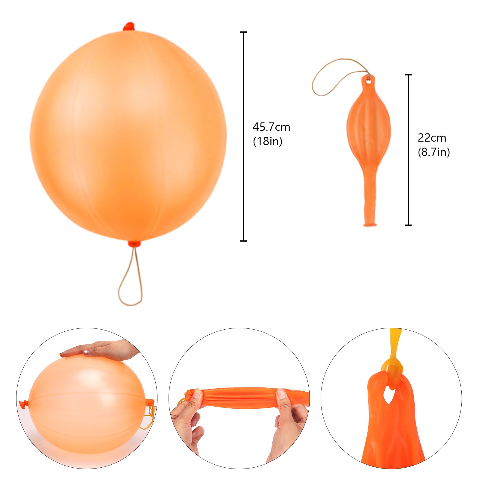 RUBFAC 36 Punch Balloons Punching Balloon Heavy Duty Party Favors For Kids, Bouncy Balls with Rubber Band Handle for Birthday Party, Goodie Bag, Stocking Stuffers for Kids