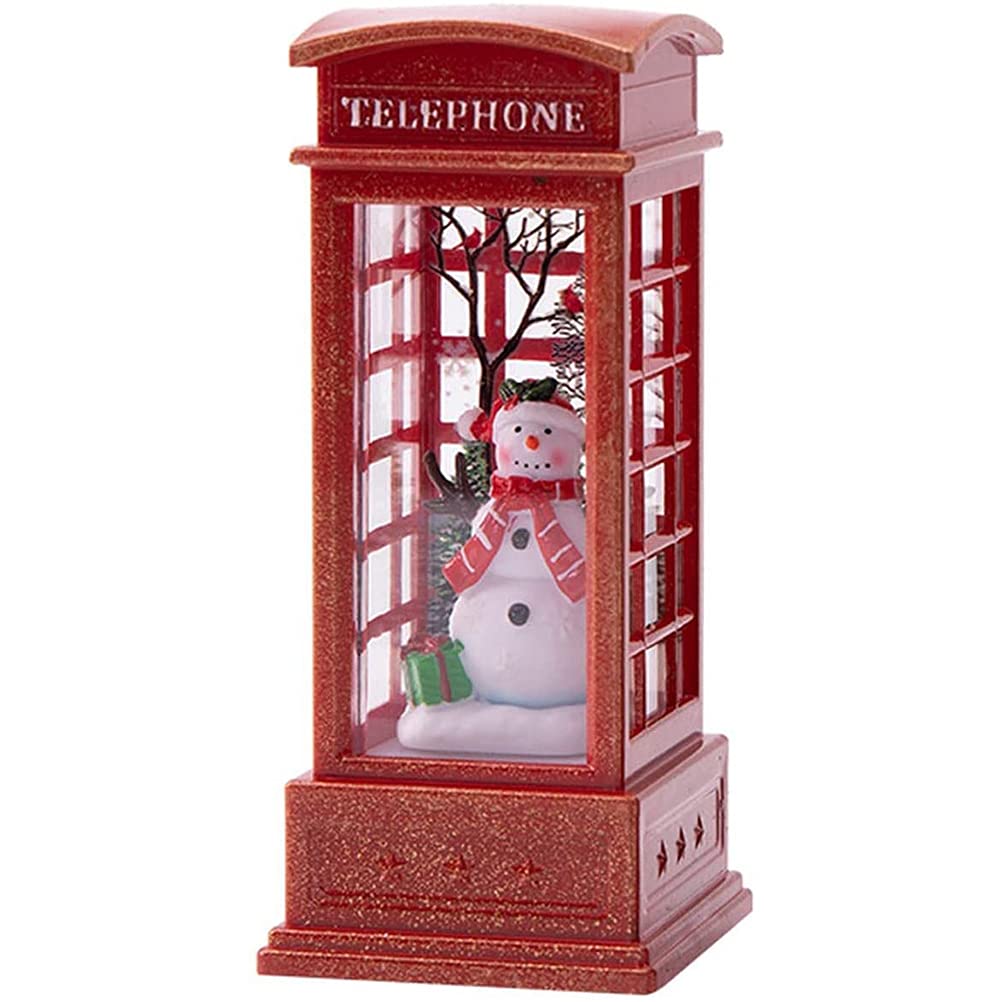 DKaony Christmas Snow Globe Lantern, Santa Telephone Box Snowman Family Scene Telephone Box Christmas Tree Decoration Glitter Water Ball Lantern Decoration