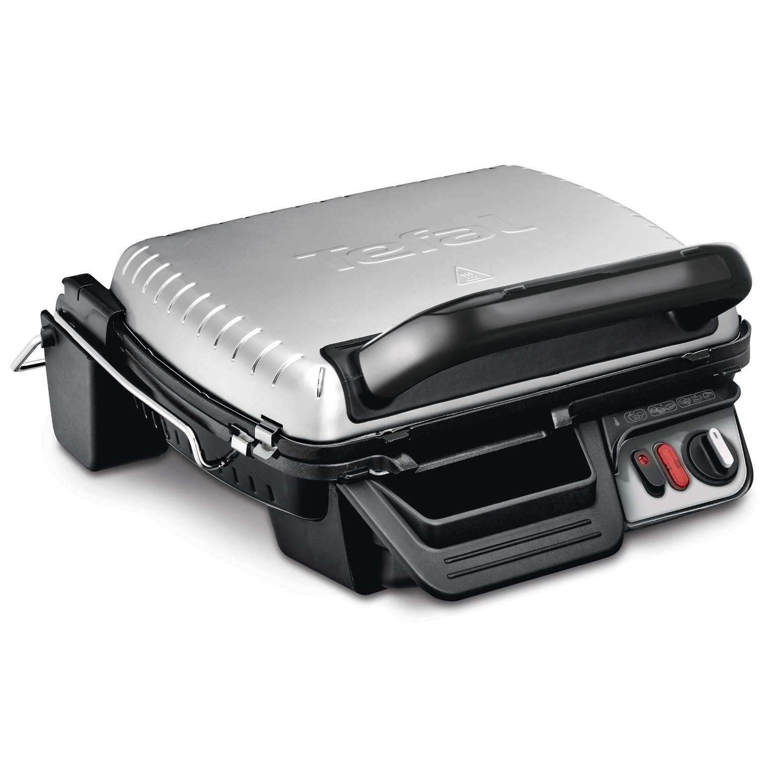 Tefal 3in1 Kontaktgrill, mit Überback-Funktion, doppelte Grillfläche wenn aufgeklappt als Tischgrill/BBQ, Sandwich, Steak, Panini, regelbarer Thermostat, antihaftbeschichtet, Grau, GC3060