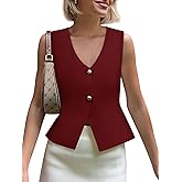 Yousify Womens Sweater Vest V Neck Button Down Crop Knit Tank Top Fashion 2025 Sleeveless Basic Cardigans