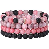 Fengling 4 PCS Beaded Crystal Bracelet for Women 8mm Natural Gemstones Handmade Bracelet for Girls Healing Stretch Bracelets Crystal Jewelry for Women Gifts