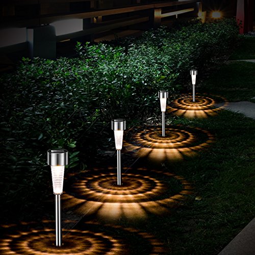Sunwind Solar Pathway Lights Outdoor, Solar Lights Outdoor 12 Pack Solar garden Lights Stainless Steel Waterproof for Lawn, Yard, and Driveway (Silver)
