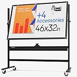 Rolling Dry Erase Board 46 x 32 - Large Portable
