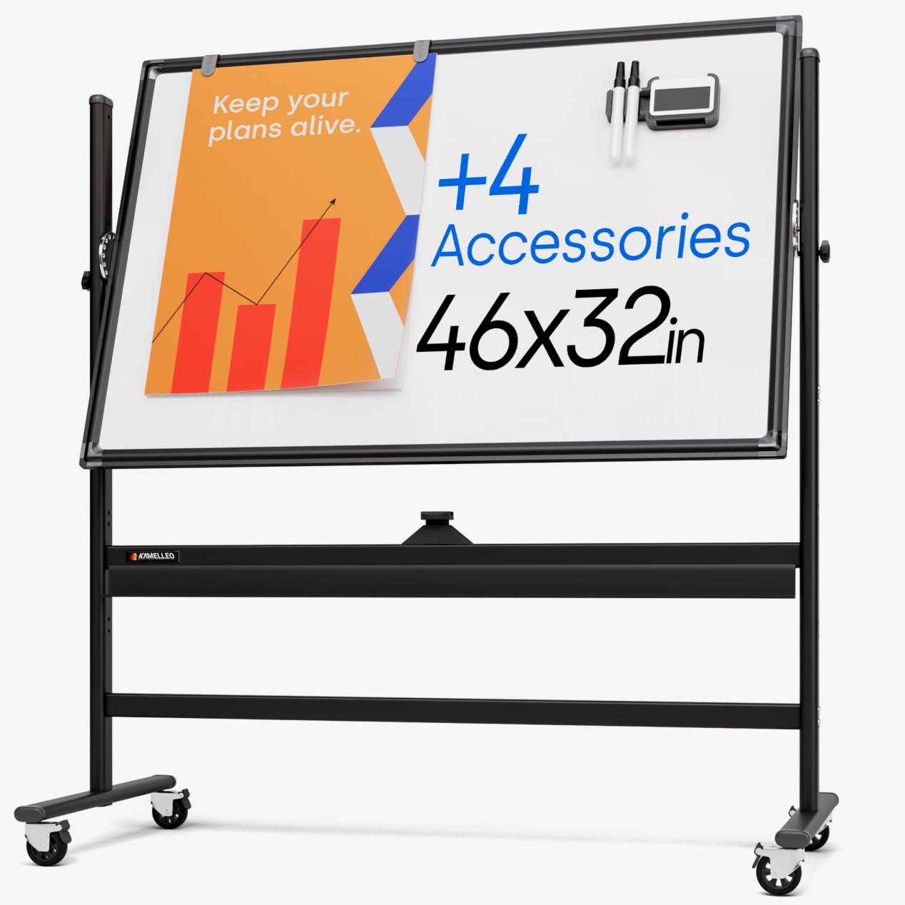 Rolling Dry Erase Board 46 x 32 - Large Portable