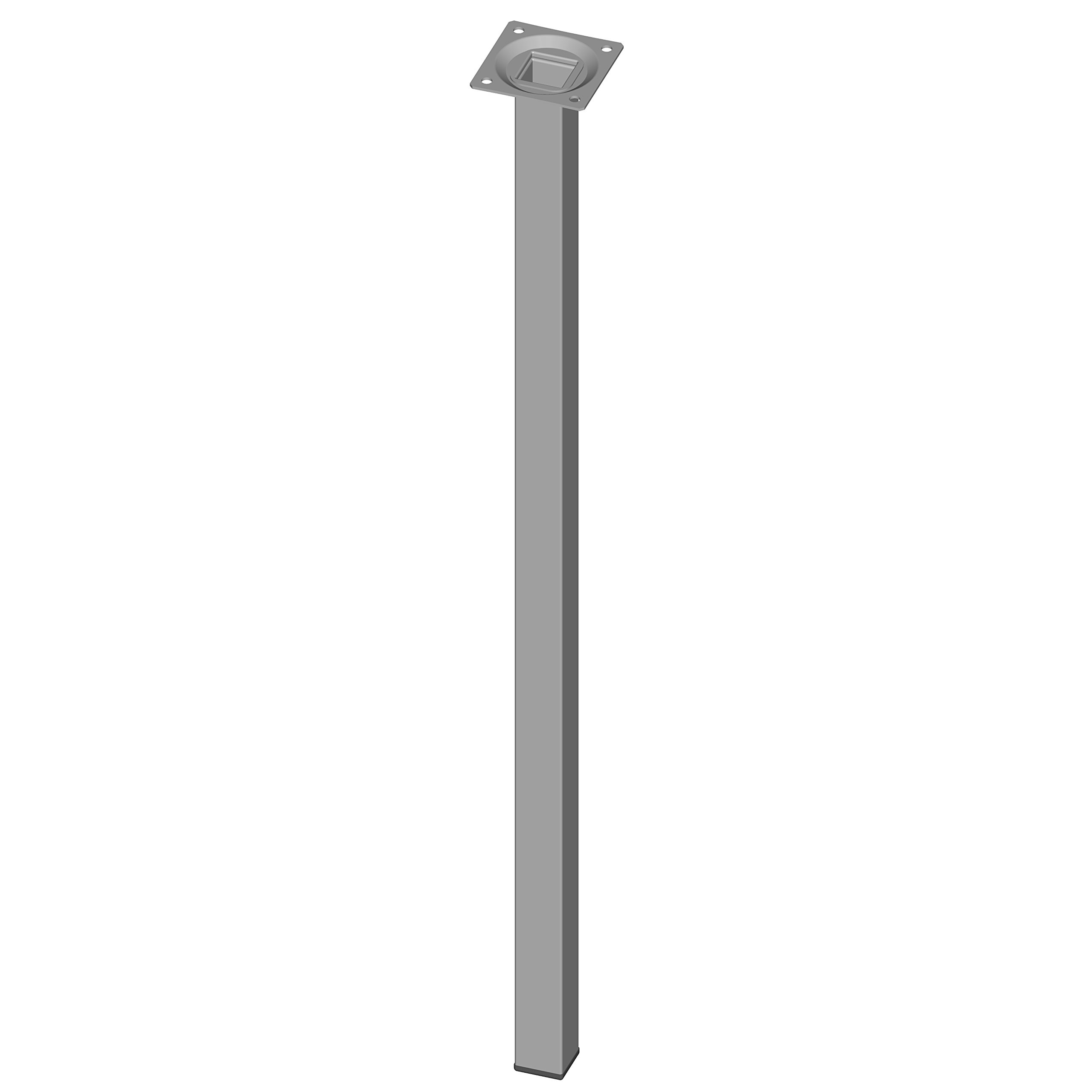 Element System 18133-00309 600 mm Length 25 x 25 mm Diameter Square Steel Pipe Furniture Legs includes Screw-Mounting Plate - White Aluminium (4-Piece)