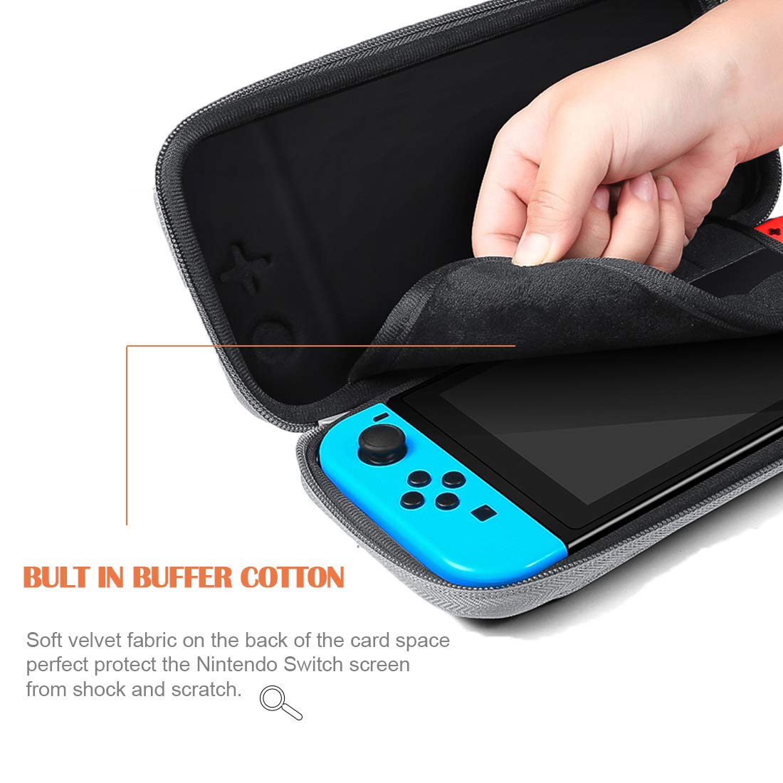 ElephantStory Slim Nintendo Switch Tasche, Portable Travel Protective Tasche Tragetasche Aufbewahrungstasche für Nintendo Switch Zubehör- Grau