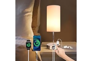 Gugsey Gold Table Lamp with USB Port - Touch Lamp Desk Lamp, Bedside Lamps for Bedroom, 3 Way Dimmable Small Lamps for Living Room, Dorm, Home, Office, Cute Gold Base+ White Lampshade