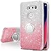 Silverback Compatible for LG V30 / LG V30 Plus Case, Girls Bling Glitter Sparkle Cute Phone Case with 360 Rotating Ring Stand, Soft TPU Outer Cover + Hard PC Inner Shell -Pink
