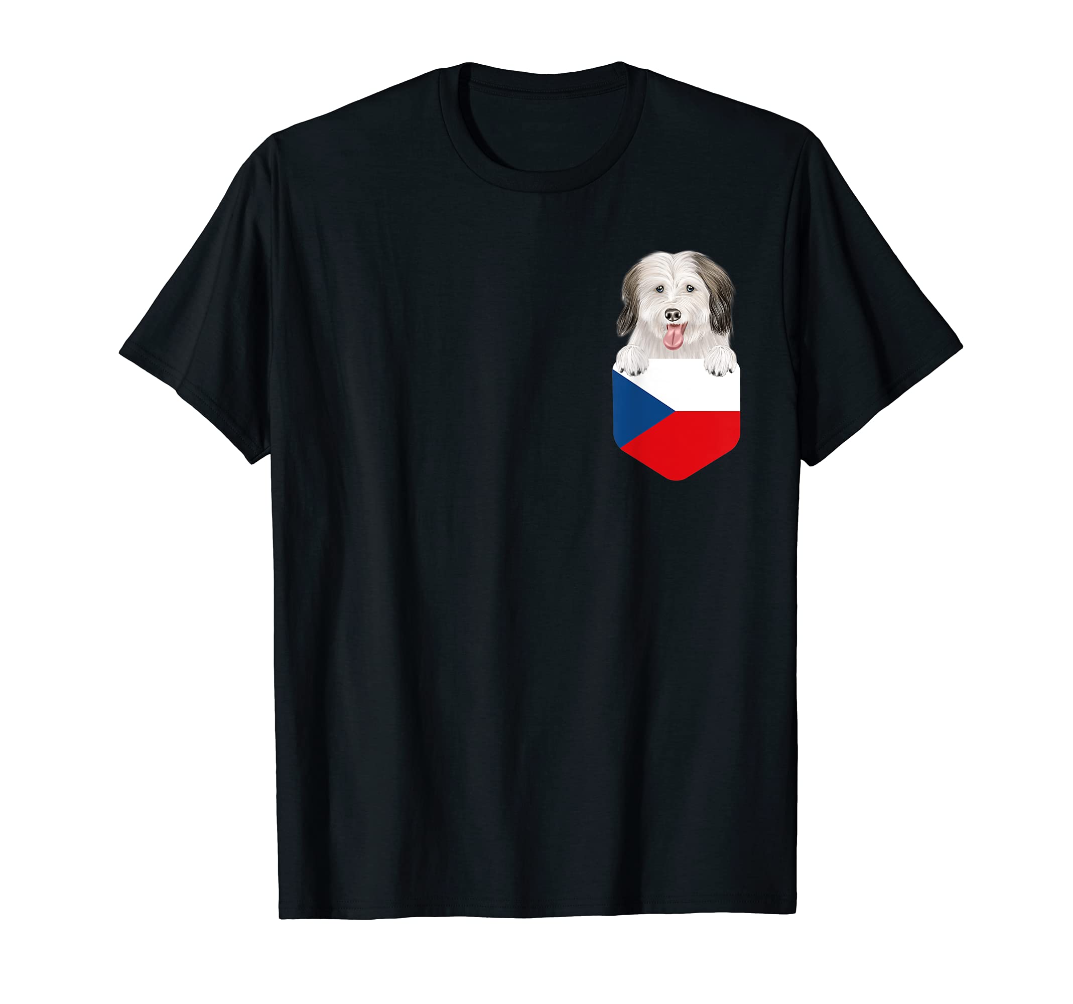 Czech Republic Flag Coton de Tulear Dog In Pocket T-Shirt