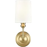 ML Lighting | Leena Collection | 99801-VB | Indoor 1 Light Wall Sconce in Vintage Brass with White Fabric Shade | Elegant and