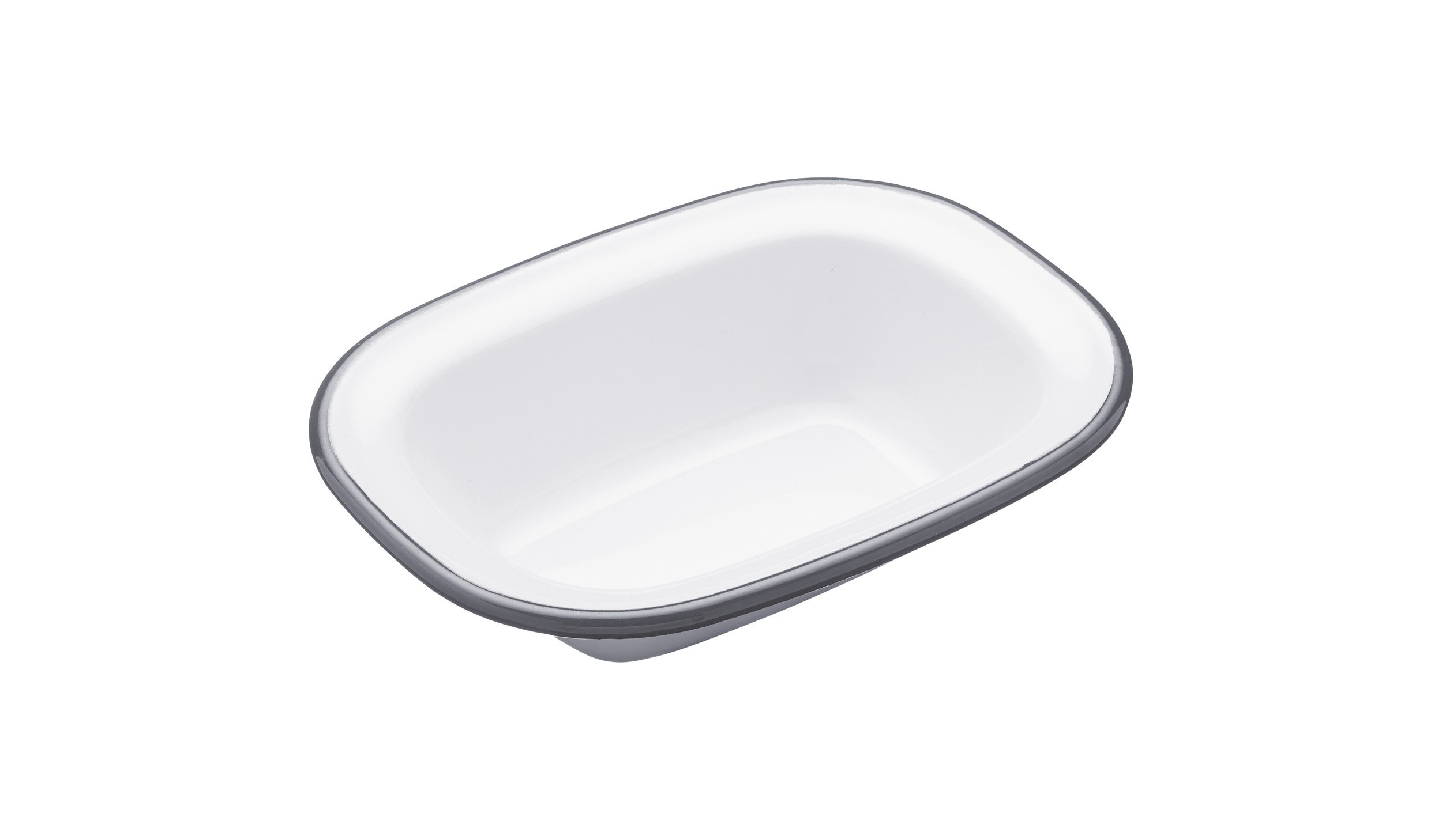 KitchenCraft Living Nostalgia Small Oblong Enamel Pie Dish, 16 x 12 cm (6.5 Inch x 4.5 Inch) - White/Grey
