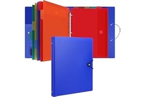Uquelic Document Binder Organizer, Folio Document Organizer with 12 Pockets, Flexible 3 Ring Folder Letter Size/A4 Trapper Keeper, Life Binder for Paper, Files, Photos, Letters, Cards(Blue)