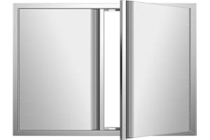KODOM Outdoor Kitchen Doors 30W x 21H Inch Double BBQ Access Doors,304 Stainless Steel Doors for Outdoor Kitchen Cabinet Grill Station or BBQ Island