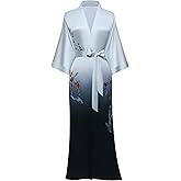 PRODESIGN Kimono Robe for Women - Long Satin Sleepwear Silky Kimono Cover-Up Nightgown Japanese Bathrobe Loungewear Blouse