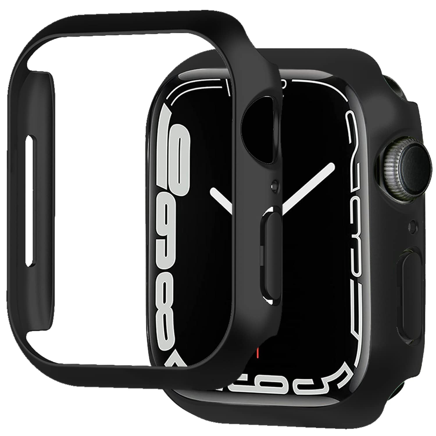 Miimall 2 Pack Case Compatible with Apple Watch Series 8/Series 7 41mm, Hard PC Frame Protective Cover Ultra-Thin All-Around Bumper Protective Shell for Apple Watch 41mm-Black+Black