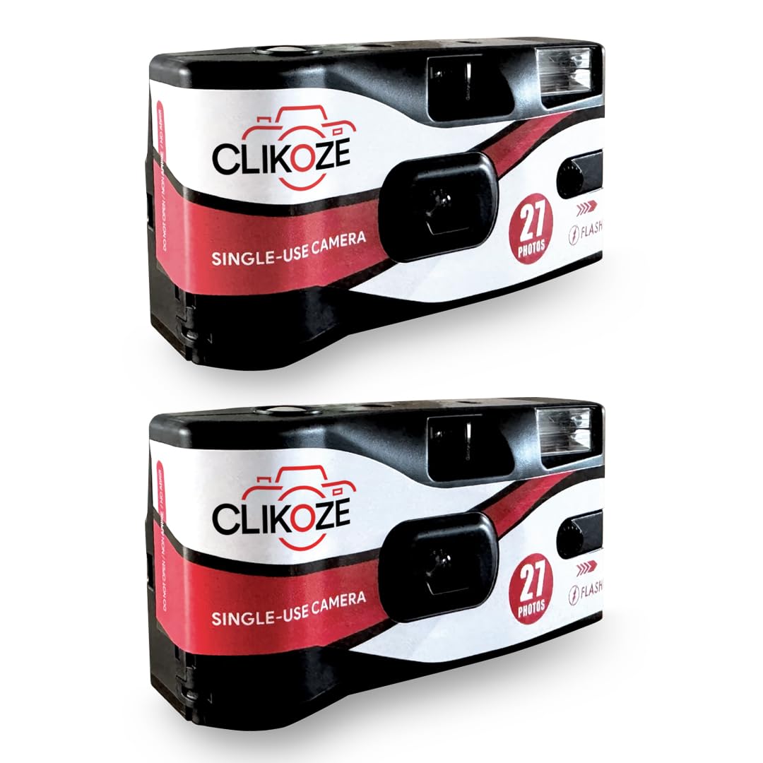 Clikoze Disposable Camera with 27 Exposures - Ultramax ISO 400 35mm Single-Use Film Camera with Flash (2 Disposable Cameras)