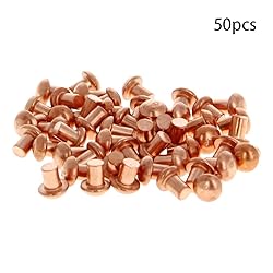 MroMax 50Pcs M4 Round Head Copper Solid Rivets