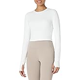 Amazon Essentials Women's Active FormFlex Buttery Soft Long Sleeve Slim Fit Crop Layering Workout Top