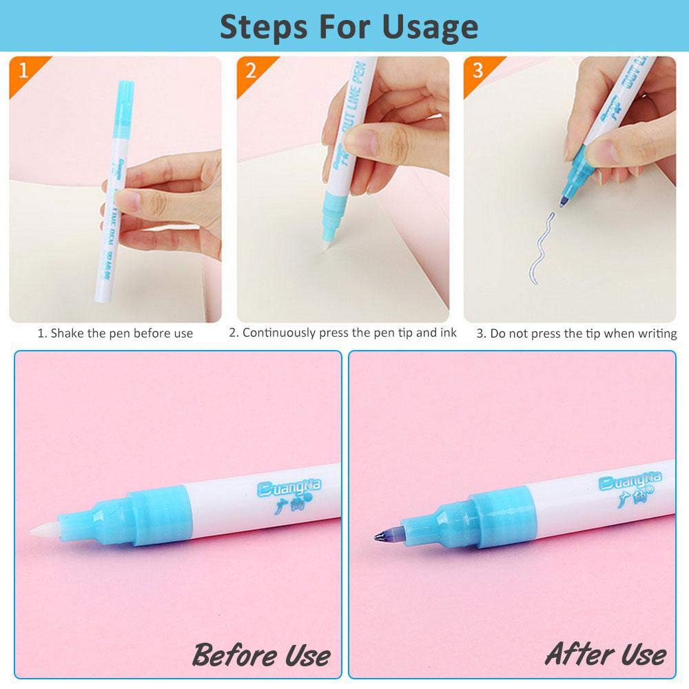 Stylo Contour Double Ligne, SouthStar 8pcs Stylo de Couleur à Deux Lignes Stylos de Surligneur de Marqueurs Métalliques pour La Fabrication de Cartes-Cadeaux, Peinture de Roche D\'art