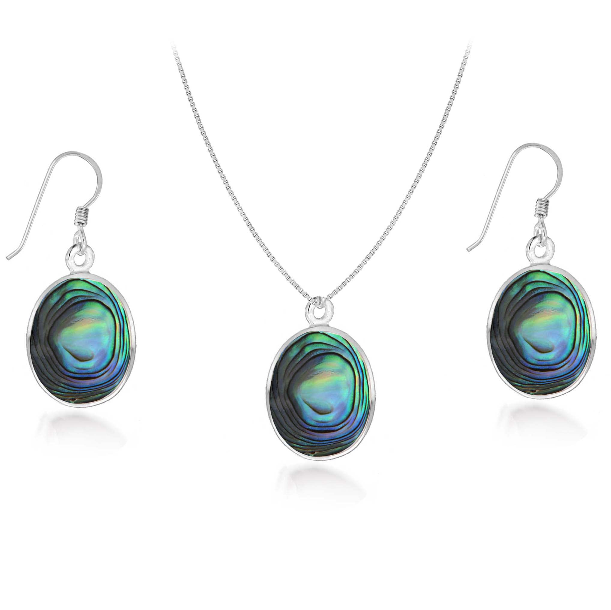 Tuscany Silver Women's Sterling Silver Set of Paval Round Pendant and Earrings