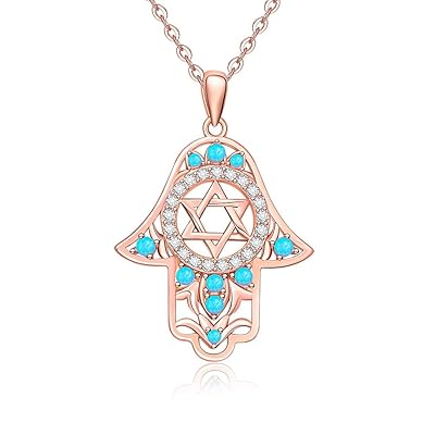 Rose Gold Plated Hamsa Hand Necklace with Sparkling Kuwait Ubuy