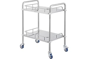 Lesolar Lab Rolling Cart 2 Layer Medical Utility Cart with 360° Rotate Wheels Mobile Clinic Cart Laboratory Equipment Rolling Cart 24''Lx16''Wx34''H (2 Layer)