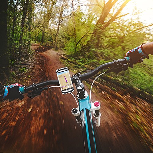 Bike Phone Mount, Fnova Silicone Adjustable Bicycle Phone Holder, Universal Cradle for Any Smartphone with 4.7-6 Inch Screens and All Bicycle Handlebars, Attach and Detach in Seconds (Black 2)
