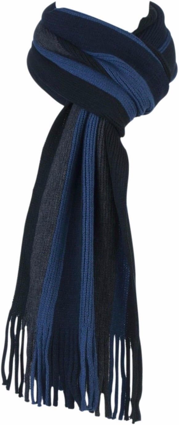 1 no. Mens Luxury Soft Winter Warm Striped Scarf - Blue/Grey Mix 03
