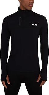TCA Fusion Long Sleeve Running Top Men 1/4 Zip Black XL Training Top view 2