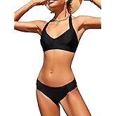 Women's Bikini Set Solid Halter Two Piece Bathing Suit Swimsuit