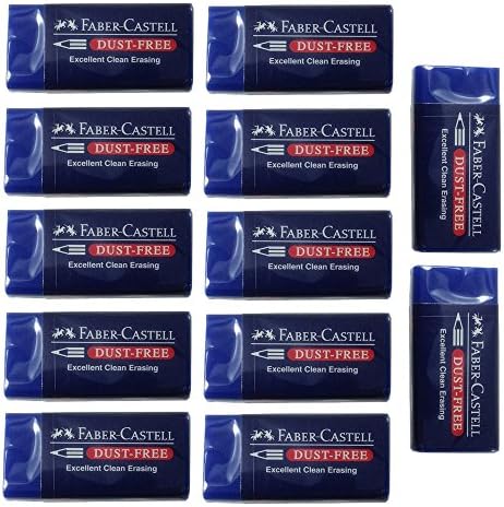 Choose 4, 8, 12pcs Faber-Castell Art Pencil Eraser Blue, Dust Free (12pcs)