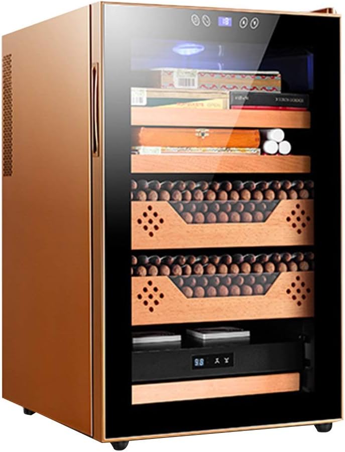 Cave à Cigares électrique 50L ZYLDDS - Contrôle Température/humidité, étagères En Cèdre Espagnol