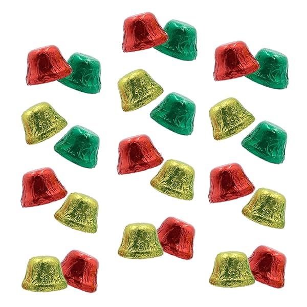 FRUIDLES CHRISTMAS BELLS CHOCOLATE, MILK CHOCOLATE PARTY BAG FILLERS, INDIVIDUALLY WRAPPED FOILS, RESEALABLE BAG, KOSHER CERTIFIED DAIRY (1 POUND)