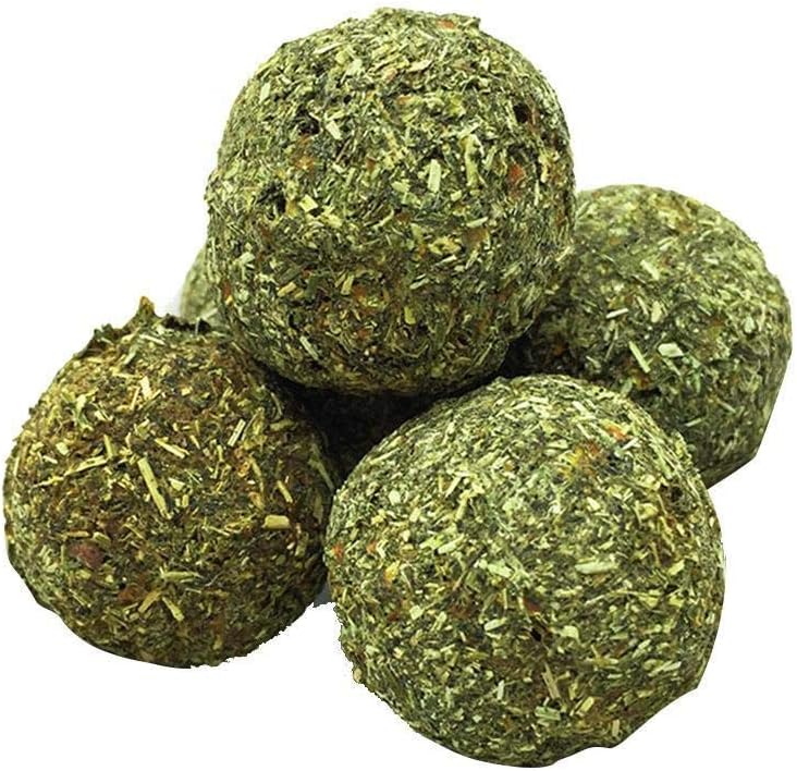 Timmershabi Pet Teeth Cleaning Ball Natural Grass Chewing Toys For Guinea Pig Rabbit 1Pcs (Carrot grass ball)
