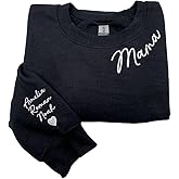 COUPLEHOODIES Custom Embroidered Mama Sweatshirt with Kids' Name on Sleeve – Gift for Mother’s Day, Birthday or Christmas