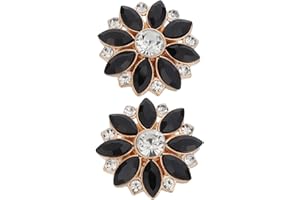 Hohopeti 2pcs Black Sunflower Rhinestone Button Covers Detachable Alloy Claw Snap Fasteners for Women’s Shirt