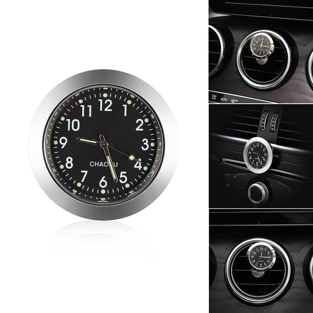 Car Clock Car Dashboard Small Round Analog Quartz Clock StickOn Clock