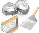 onlyfire BBQ Griddle Accessories Kit 2 Burger Melting Domes Spatula Press view 1