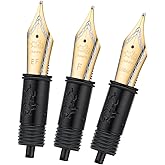 Set of 3 Jinhao 100 Fountain Pen Nibs with Black Section Feed (EF, F and M) Gold Trim-Compatible with Jinhao 100, 9036, 9065,