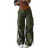 High Waist Cargo Pants Women Wide Leg Multi Pocket Y2k Cargo Joggers Loose Parachute Trousers Streetwear Concert