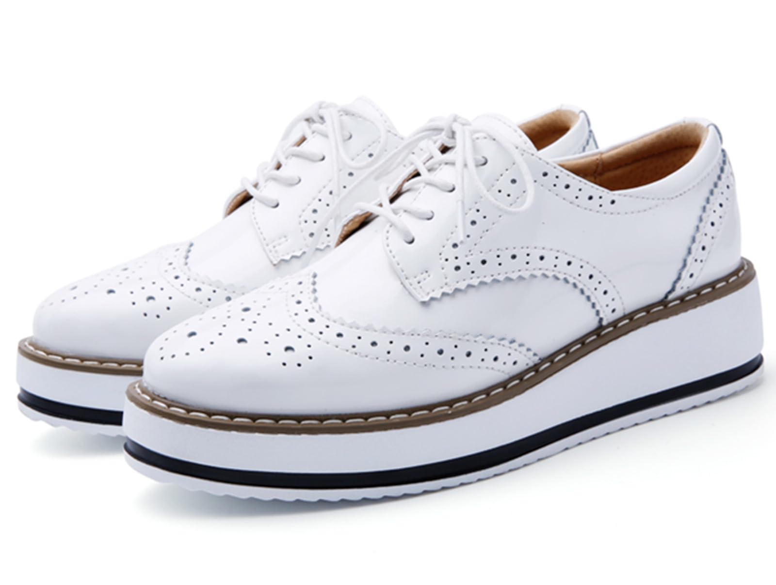 Wingtips Mua Women's Platform Lace-Up Wingtips Square Toe Oxfords Shoe trên ...