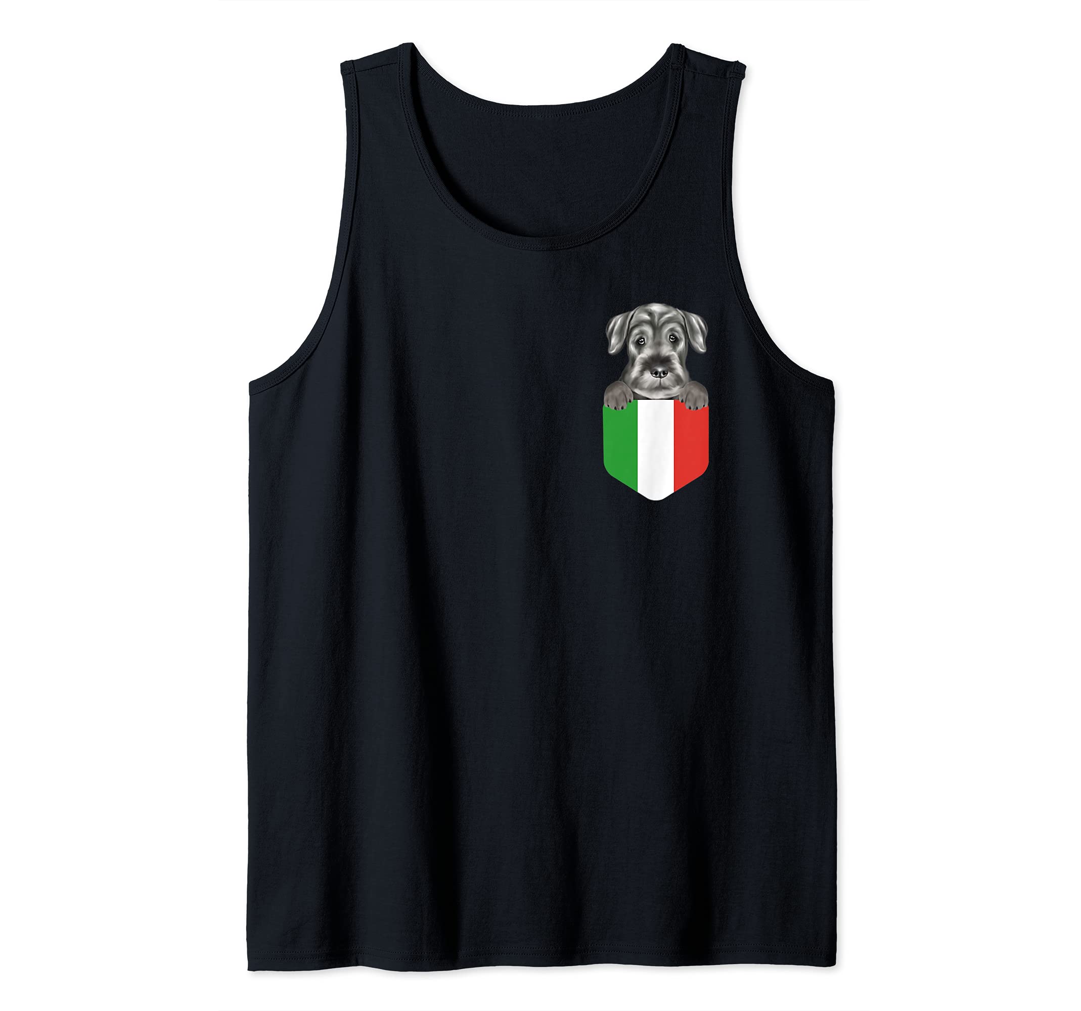 Italy Flag Standard Schnauzer Dog In Pocket Tank Top