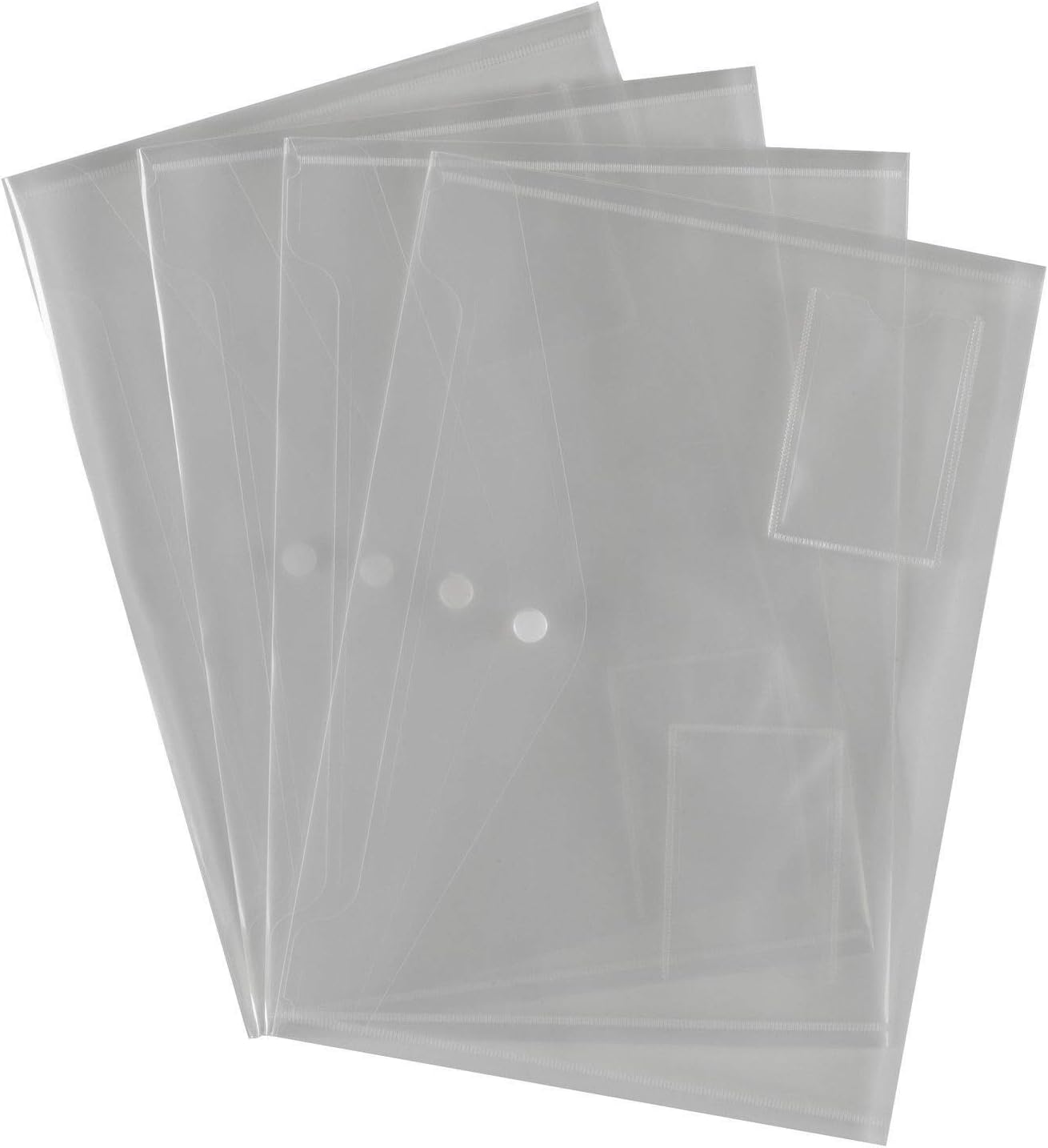 Qty 500 Document Wallet Folder Plastic A4 Clear Popper Stud Closing