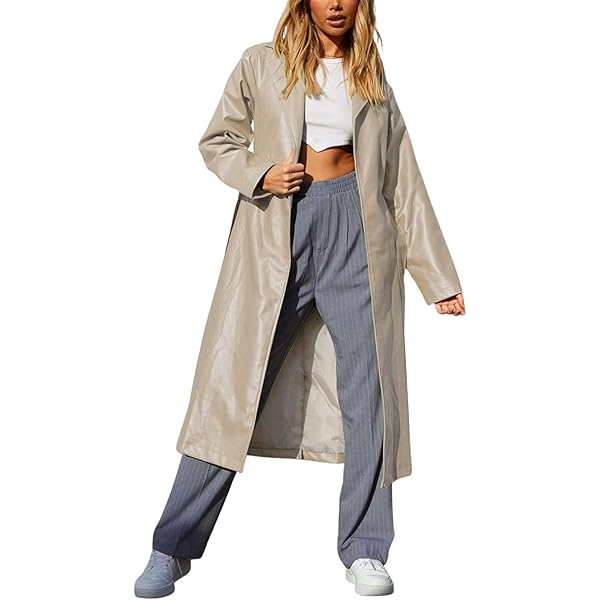 【美品】JUEMI Double Drawstring Long Coat ZouoYYii Women's Lambskin Leather Trench Coat - Double