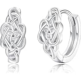 Celtic Knot Hoop Earrings for Women Sterling Silver Heart Small Huggie Earring Good Luck Irish Jewelry Gifts