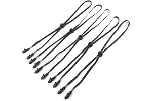 ANRANMM 5 Pieces Adjustable Hat Strap Clips Windproof Anti-Loss Cap Strap Clips Hat Chin Cord for Travel, Golfing, Fishing Black