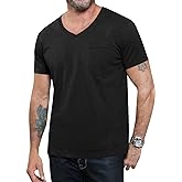 Runcati Mens Short Sleeve T-Shirts Casual V Neck Cotton Tee Summer Beach Tops with Pocket