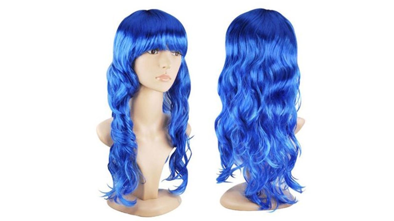 Matissa WOMEN'S LADIES LONG WAVY WIG FANCY DRESS COSPLAY WIGS POP PARTY COSTUME (Blue)
