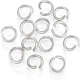 Ornazy 1000Pcs 6x1mm Metal Silver Open Jump Rings 18 Gauge Round Stainless Steel Jump Rings for Jewelry Making Pendants Connector Accessory