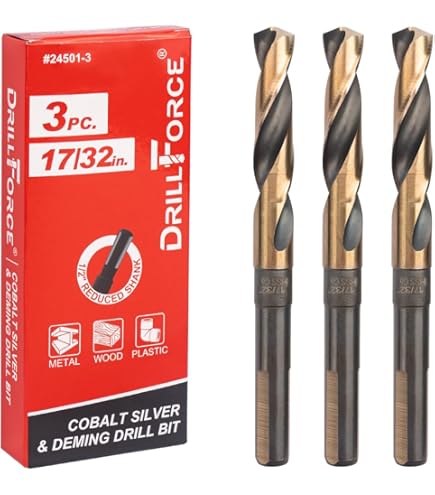 Drillforce 3/4 Inch Silver & Deming HSS M2 Black Oxide Drill Bit 1/2 Shank